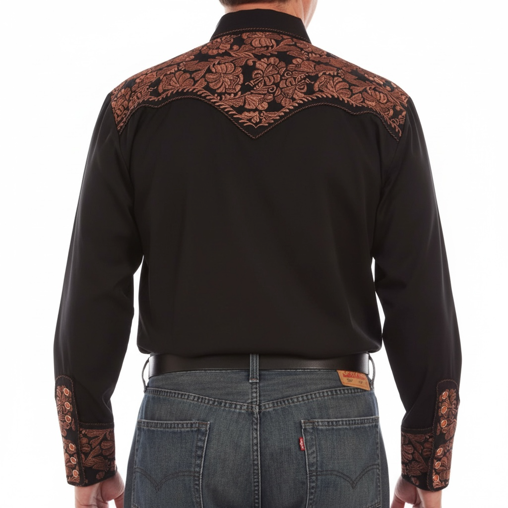 Mens Scully Floral Tooled Embroidery