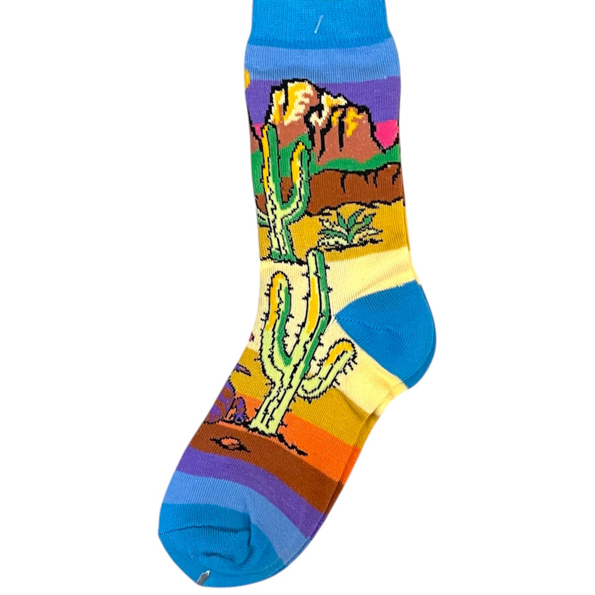 Vibrant Horizon With Desert Cacti Socks