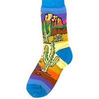 Vibrant Horizon With Desert Cacti Socks