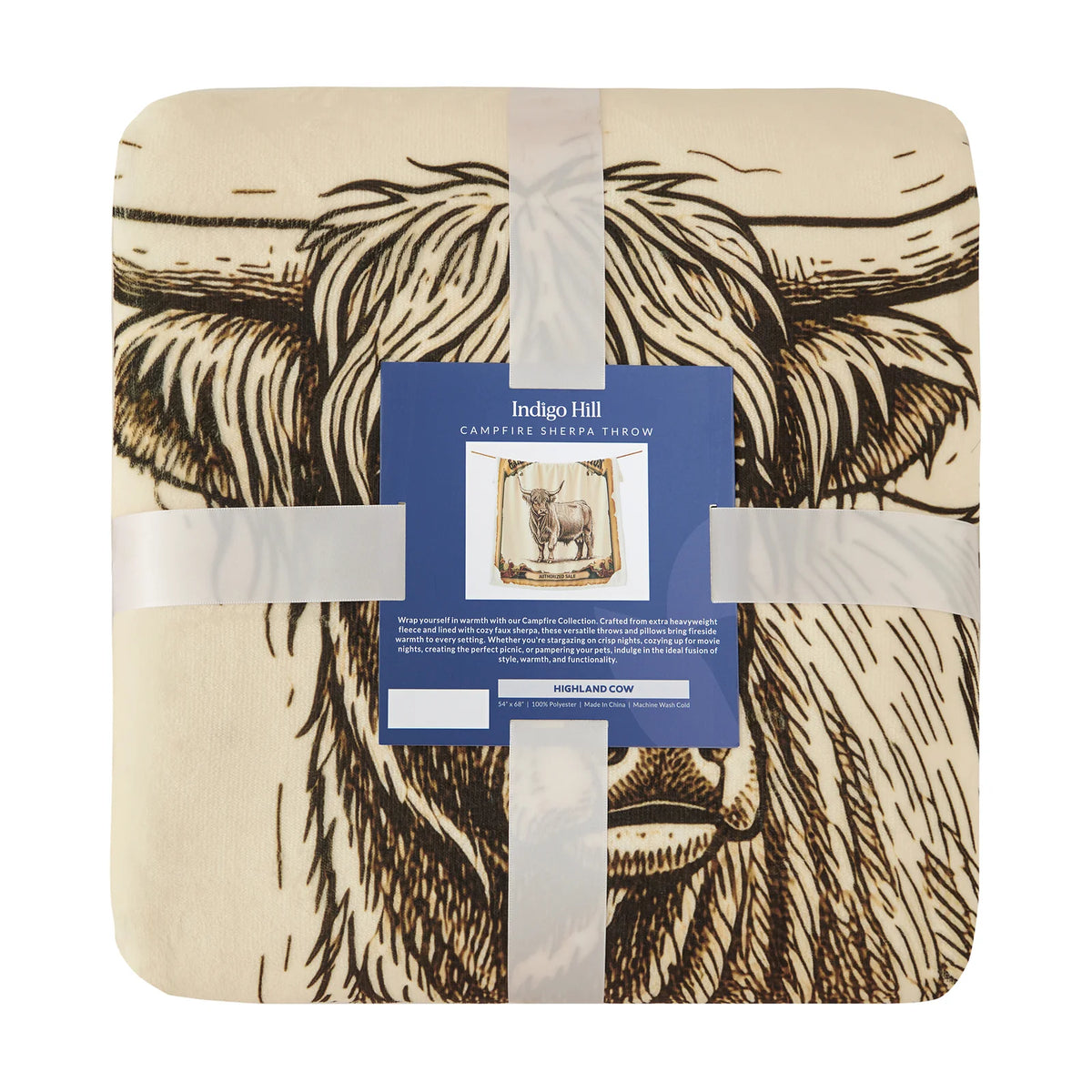 Highland Cow Campfire Sherpa Throw