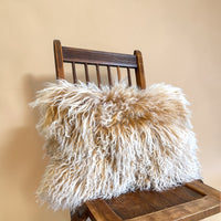 Tibetan Lamb Fur Pillow - Caramel