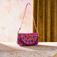Wrangler Leopard Print Canvas Shoulder Bag with Chain Strap