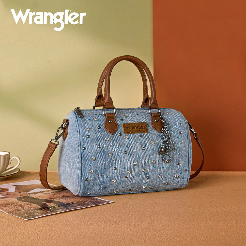 Wrangler Rhinestone Denim Boston Bag/Crossbody