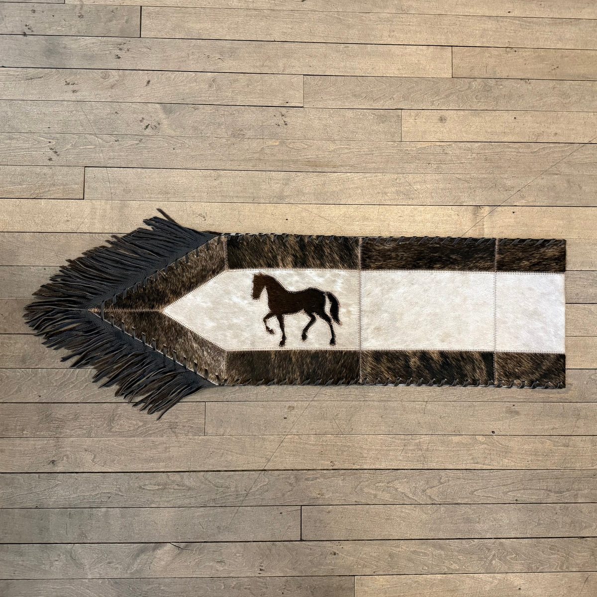 Medium Cowhide Table Runner - Horses