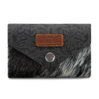 Wrangler Cowhide Floral Tooled Card Holder