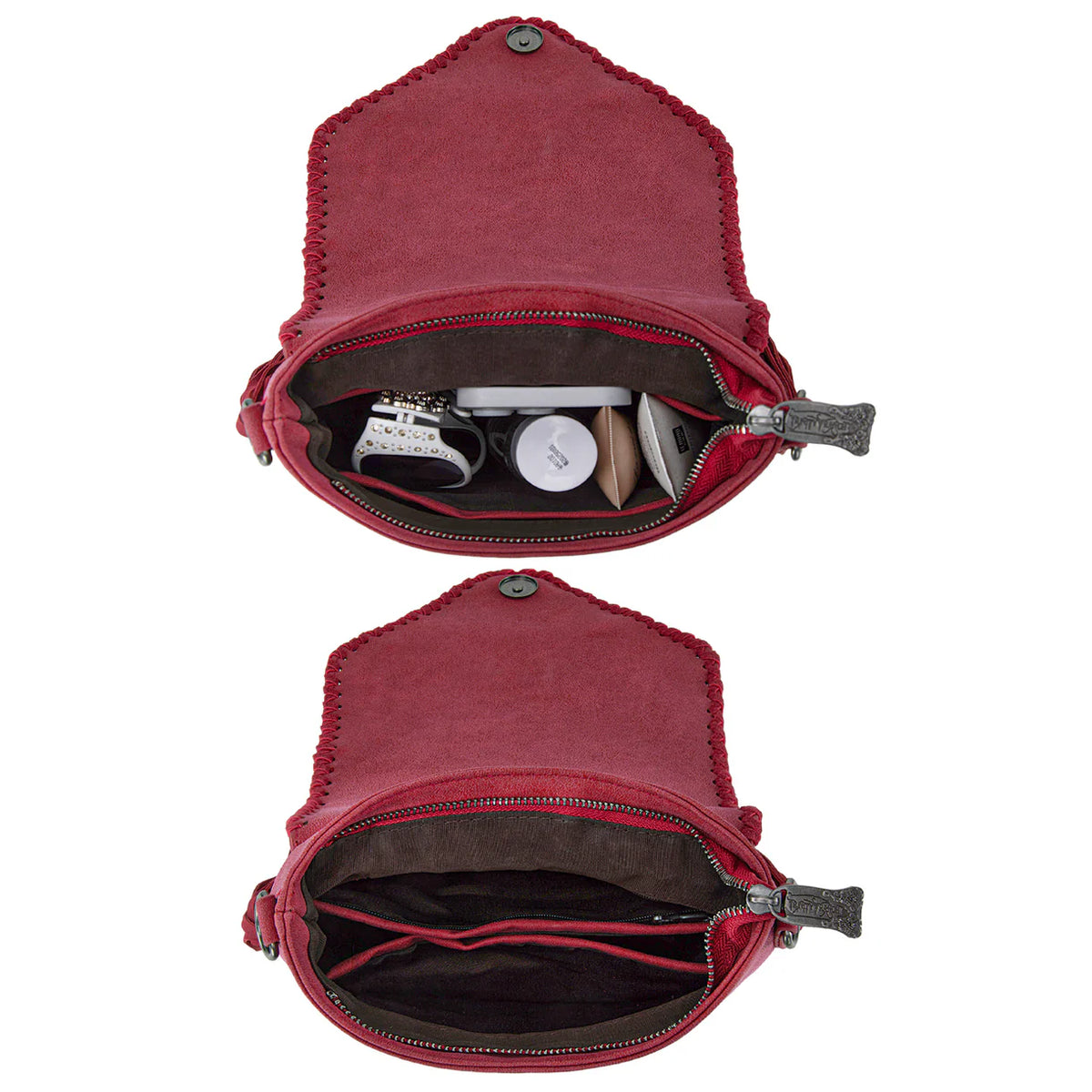 Trinity Ranch Fringe Hair-On Cowhide Crossbody Red