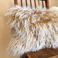 Tibetan Lamb Fur Pillow - Caramel