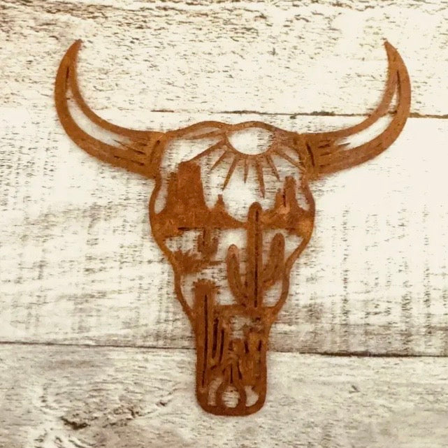 Buffalo Skull With Cactus Scene Magnet