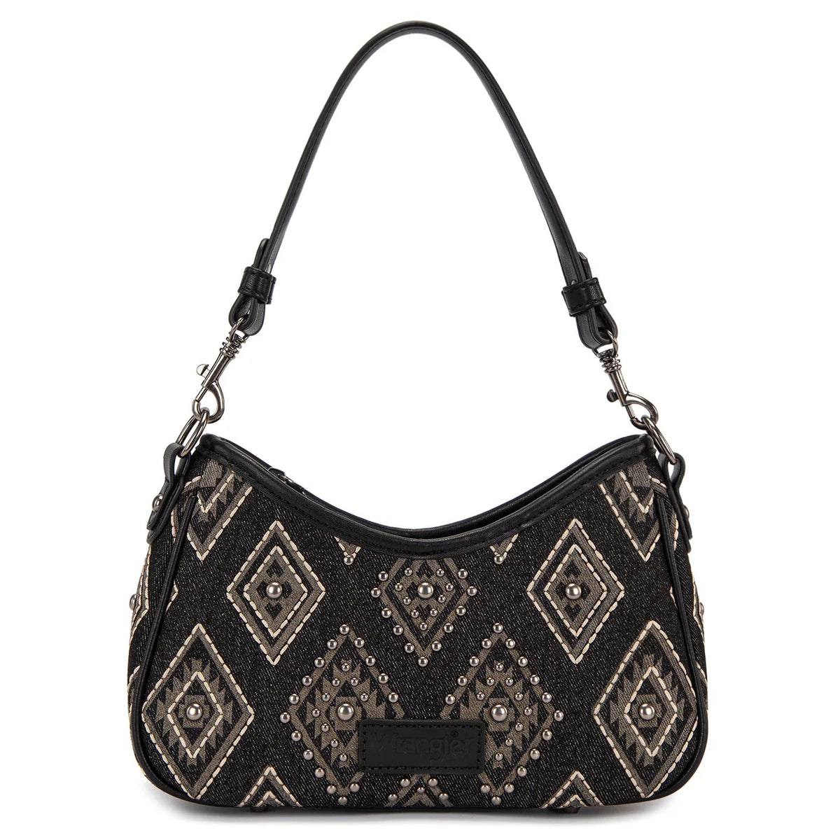 Wrangler Aztec Studded Shoulder Bag With Mini Pouch Black