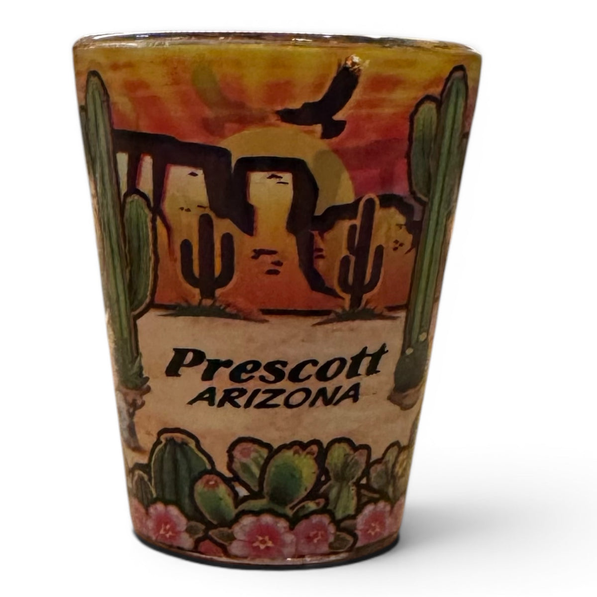 Prescott Arizona Sunset Cactus Shotglass