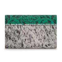 Wrangler Cowhide Floral Tooled Card Holder