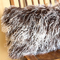 Tibetan Lamb Fur Pillow - Chocolate