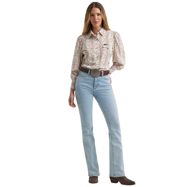 Women’s Smocked Sleeve Western Snap Blouse