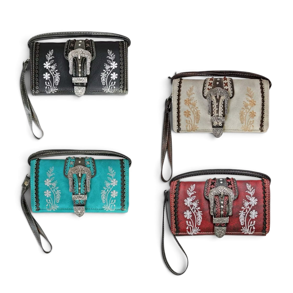 Buckle Tri-Fold Flower Wallet