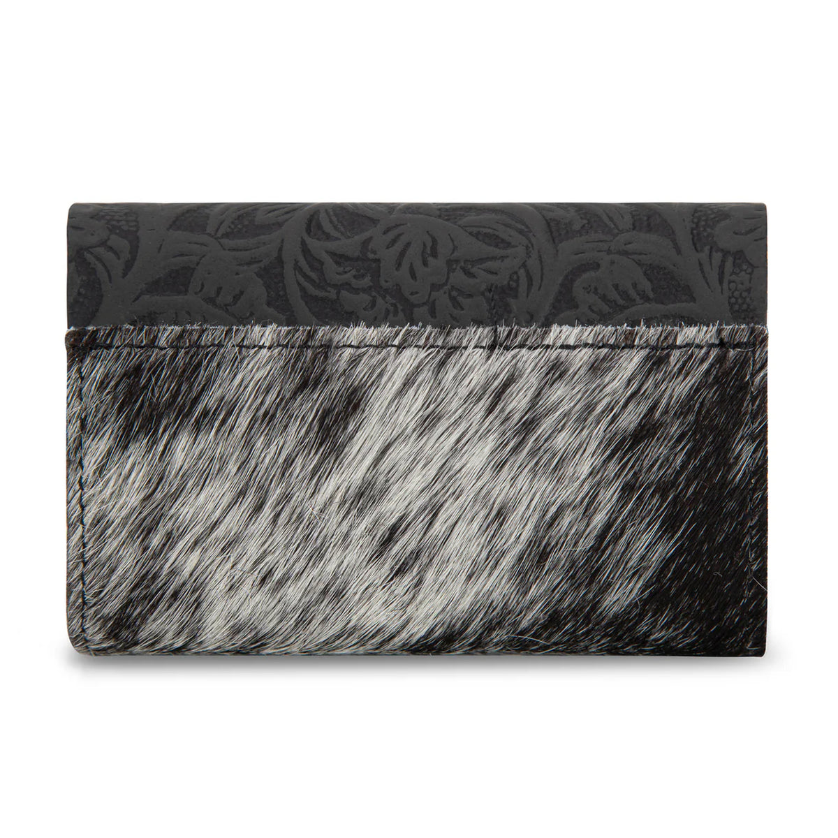 Wrangler Cowhide Floral Tooled Card Holder