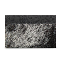 Wrangler Cowhide Floral Tooled Card Holder