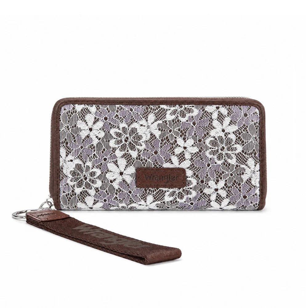 Wrangler Lace Floral Zip Around Wallet