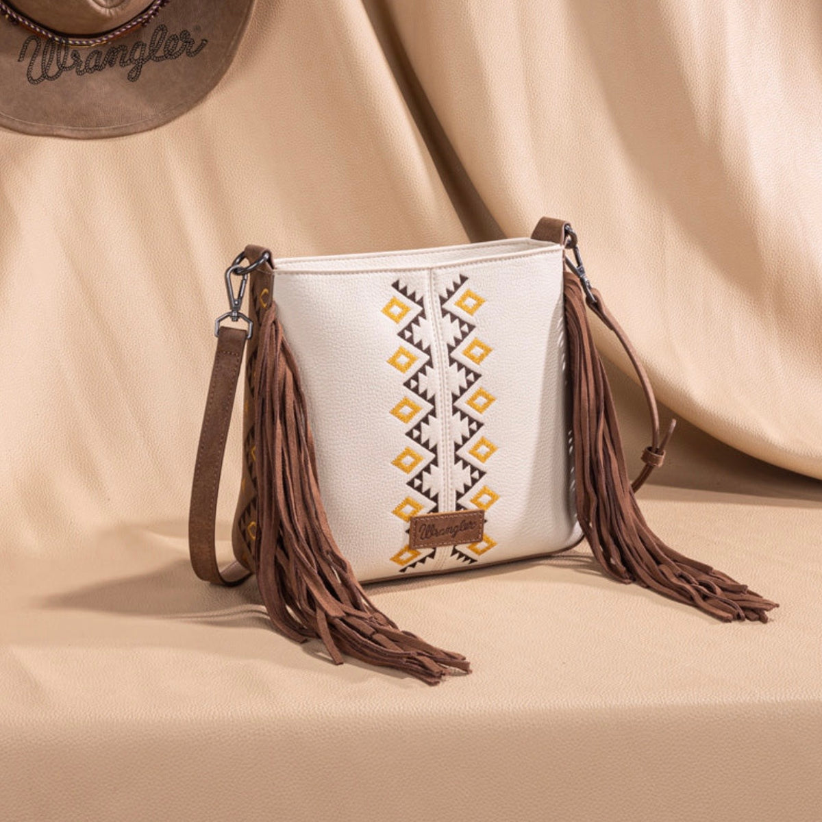 Wrangler Aztec Embroidered Fringe Crossbody