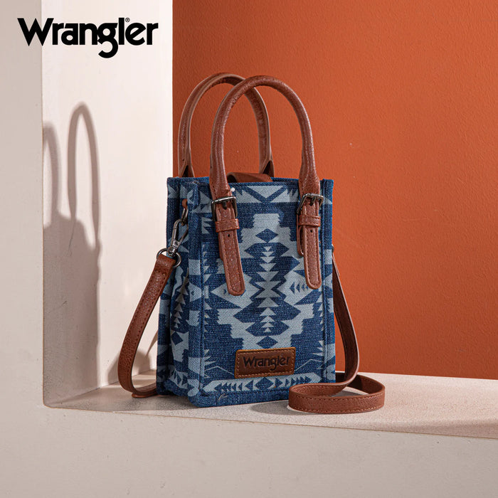 Wrangler Southwestern Print North South Minil Canvas Tote/Crossbody