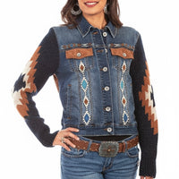 Scully Aztec Embroidered Denim Jacket