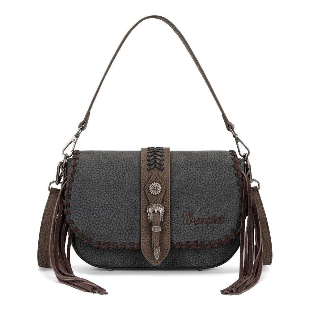 Wrangler Braided Tassel Saddle Crossbody Bag