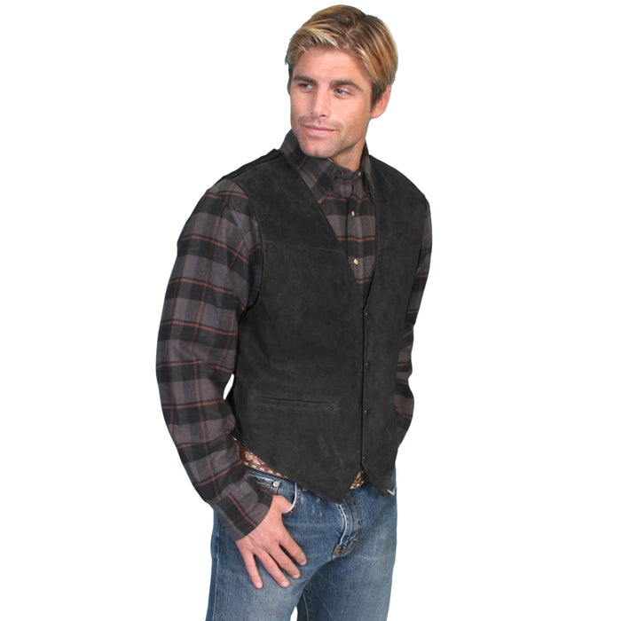 Scully Men’s Boar Sued Black Snap Front Vest