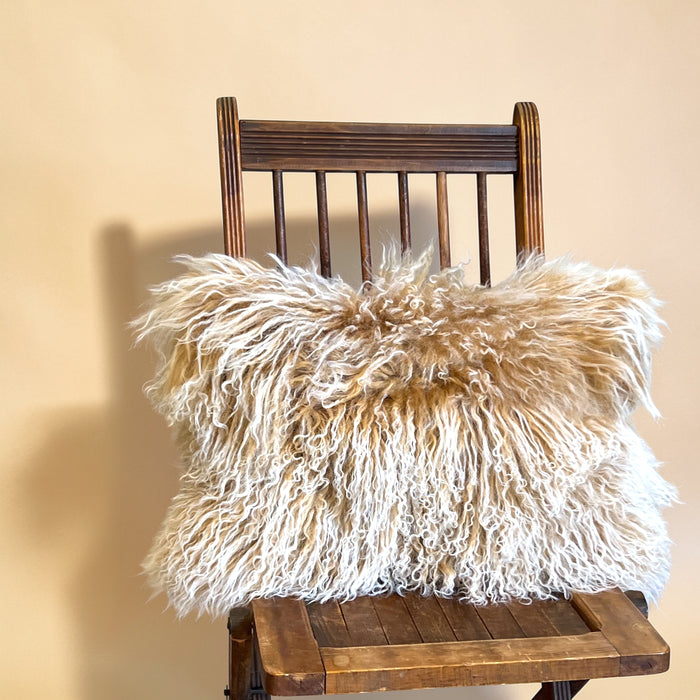 Tibetan Lamb Fur Pillow - Caramel