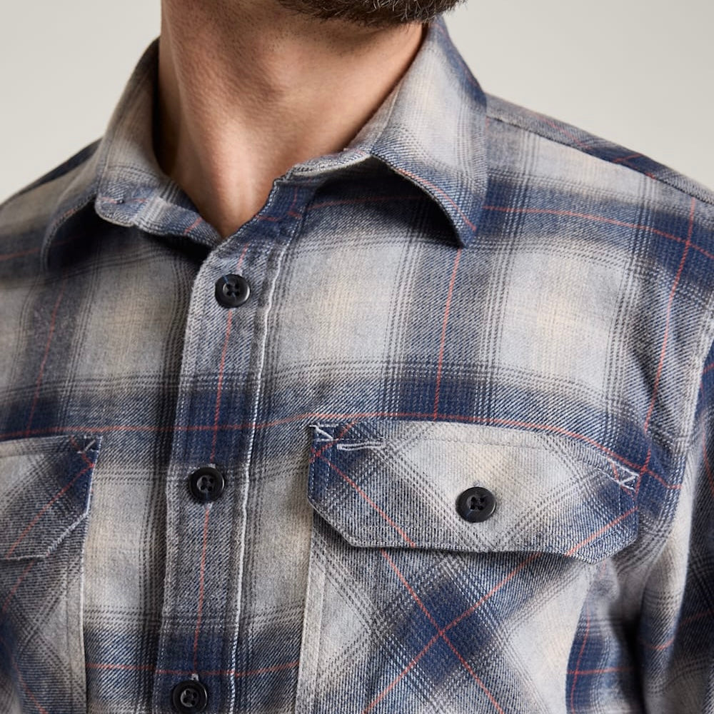 MEN'S PENDLETON PLAID BURNSIDE COTTON FLANNEL SHIRT-GREY/NAVY PLAID