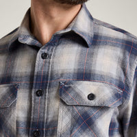 MEN'S PENDLETON PLAID BURNSIDE COTTON FLANNEL SHIRT-GREY/NAVY PLAID