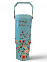 Stainless Steel Floral Top Handle Tumbler 30oz.