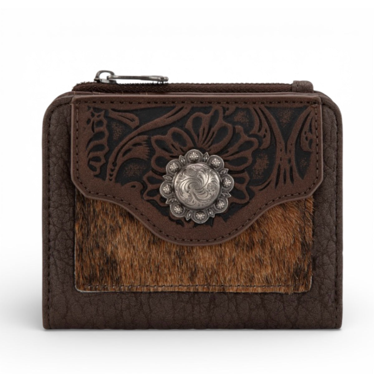 Hair-On Cowhide Tooled Wallet