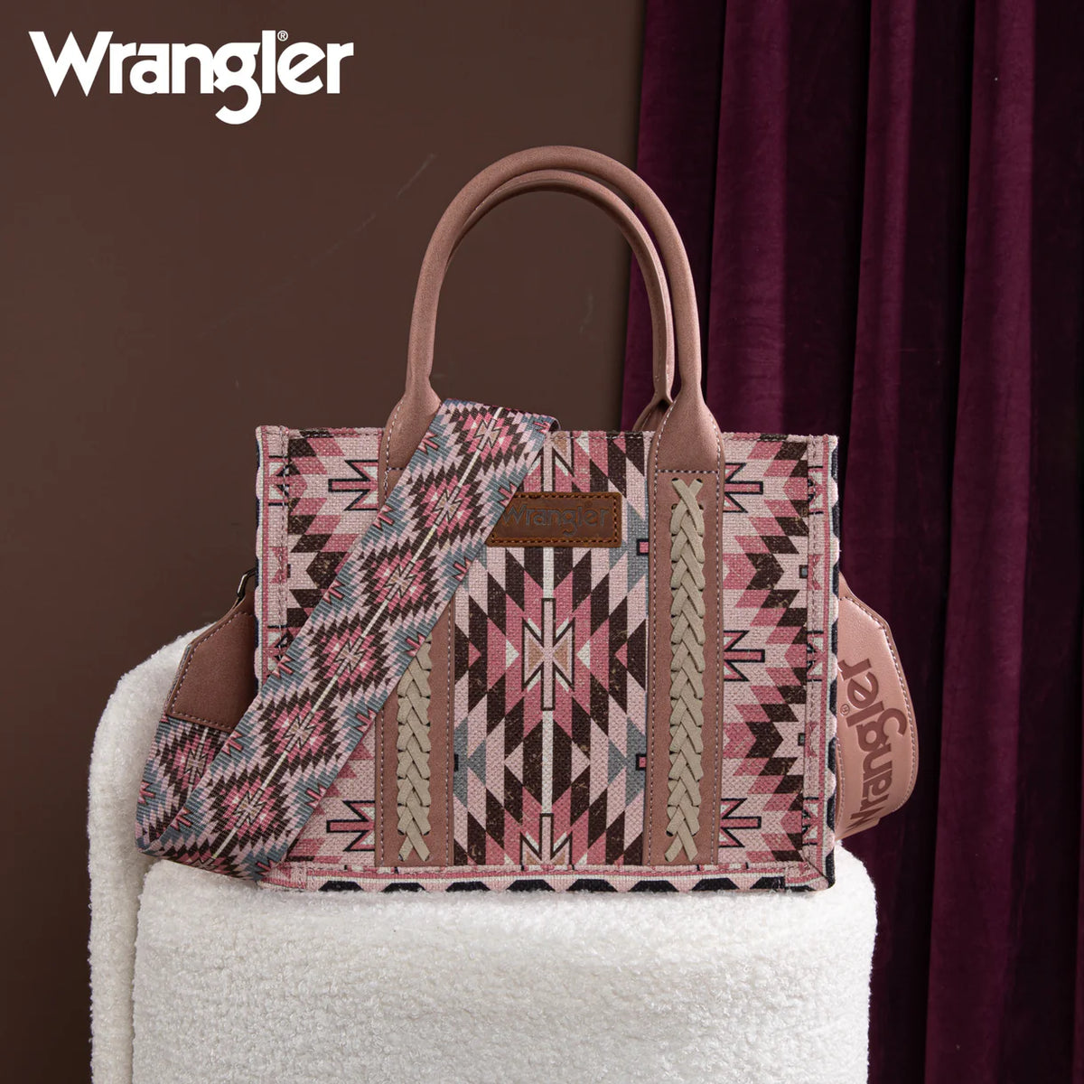 Wrangler Southwestern Pattern Dual Sided Print -Tote/Crossbody