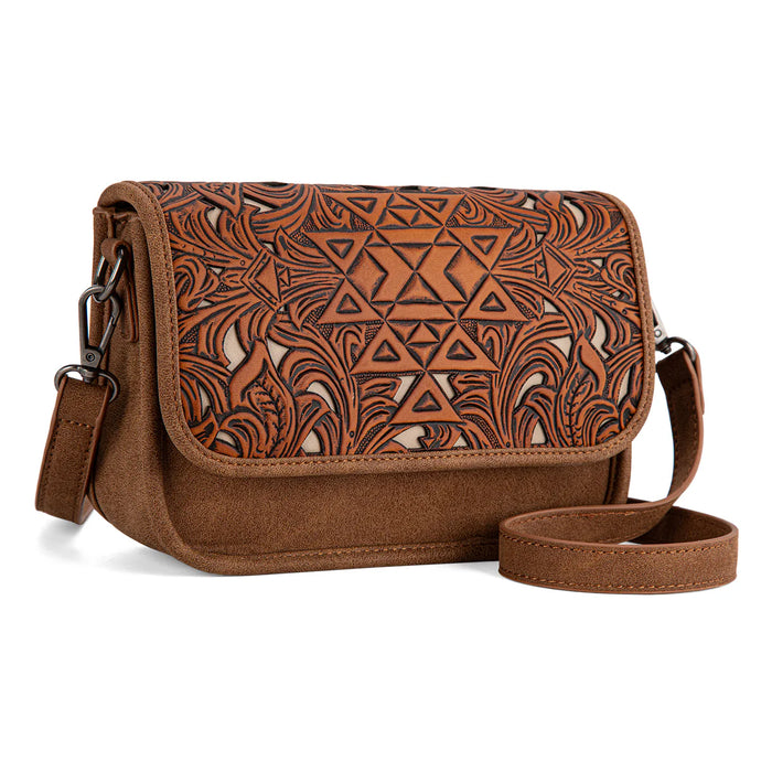 Trinity Ranch Floral Aztec Tooled Crossbody