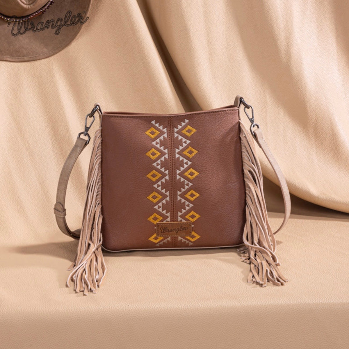 Wrangler Aztec Embroidered Fringe Crossbody