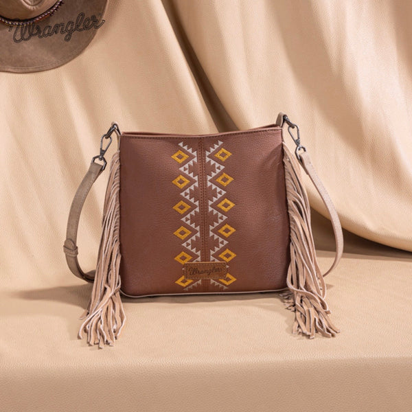Wrangler Aztec Embroidered Fringe Crossbody