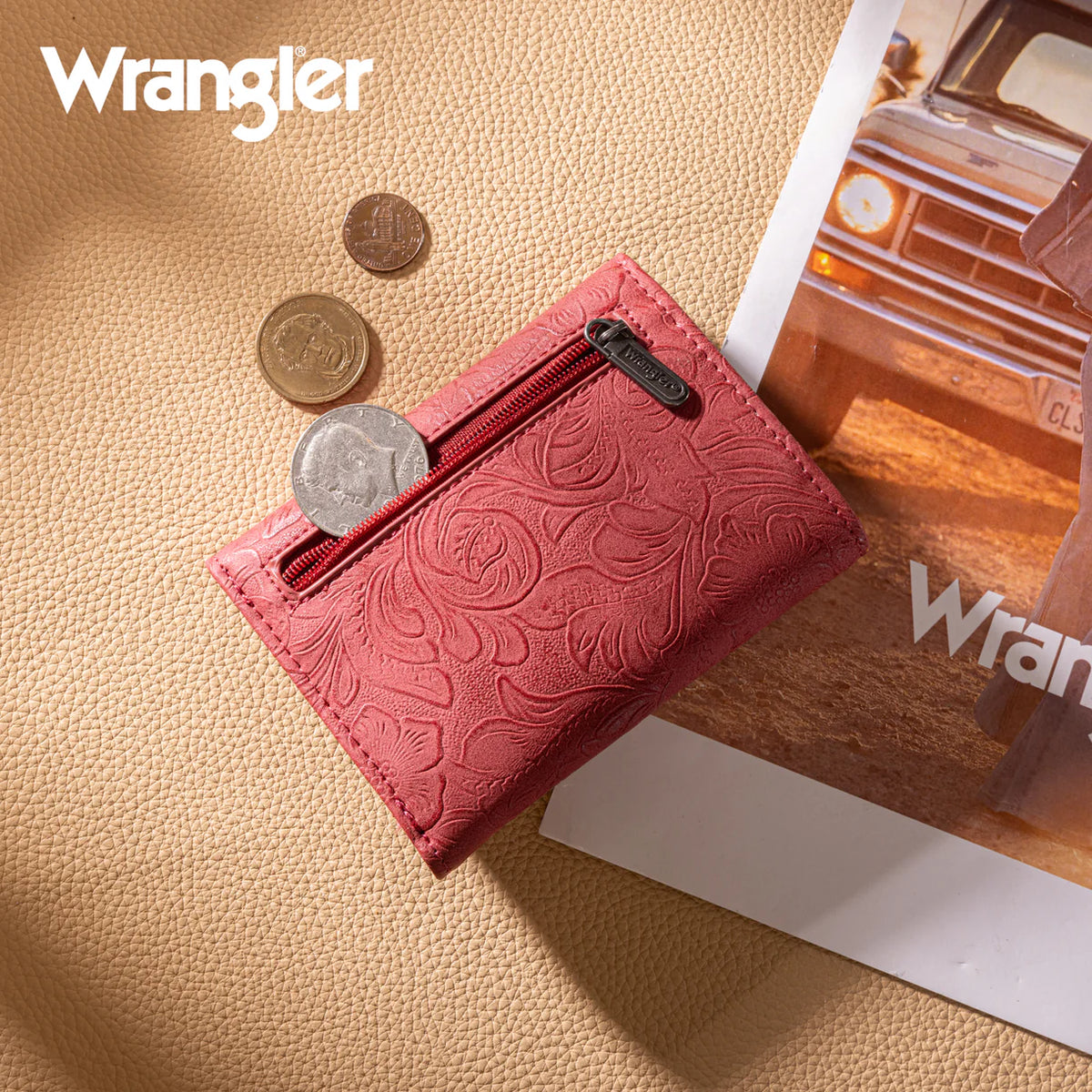 Wrangler Floral Embossed Trifold Wallet