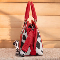 Wrangler Red Cow Print Satchel Crossbody Purse