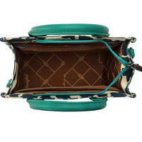 Wrangler Cow Print Concealed Carry Tote/Crossbody -Dark Turquoise