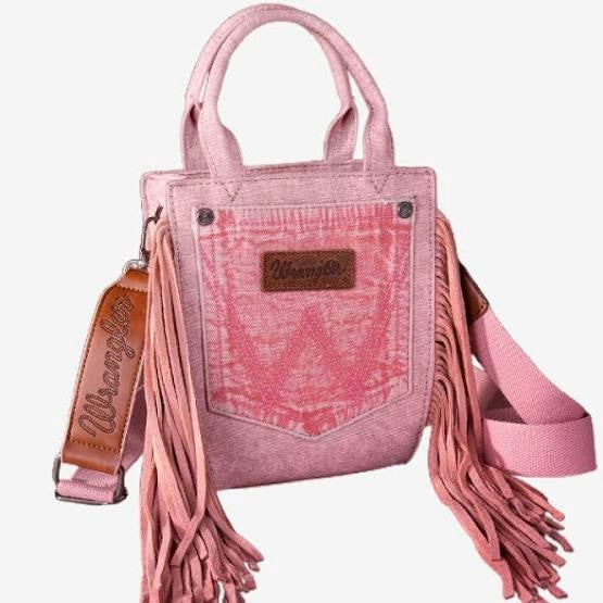 Wrangler Denim Pocket Fringe Crossbody Tote