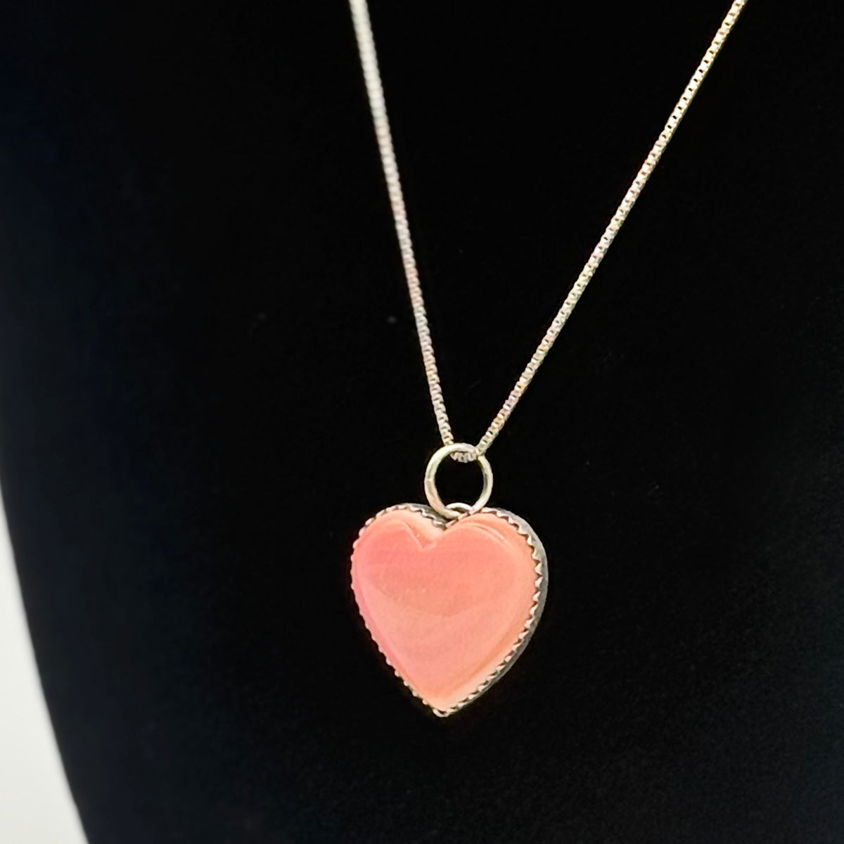 Large Pink Conch Heart Necklace