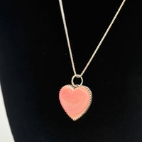 Large Pink Conch Heart Necklace