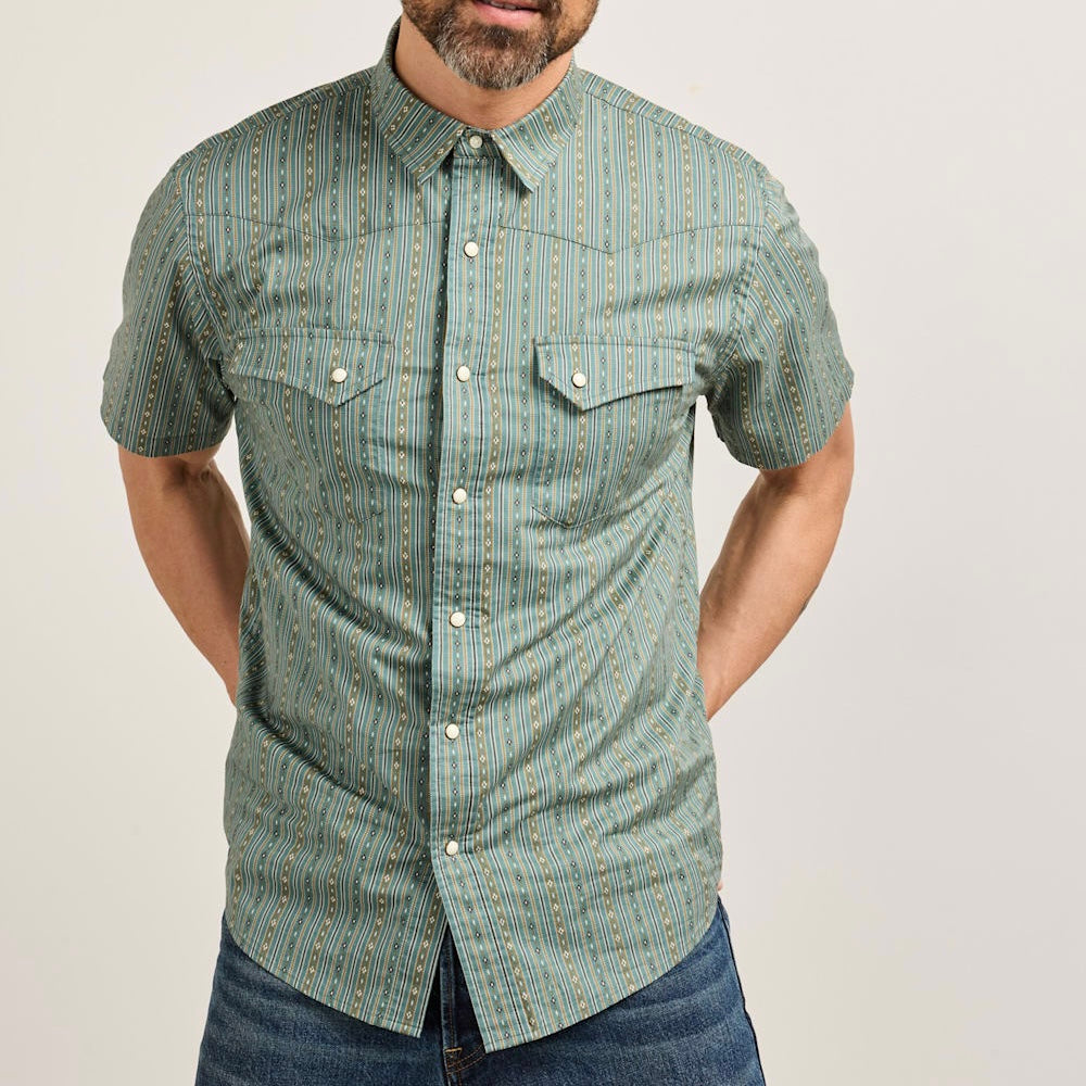 Pendleton Men’s Short-Sleeve Stripe Harding Laramie Snap-Front Shirt