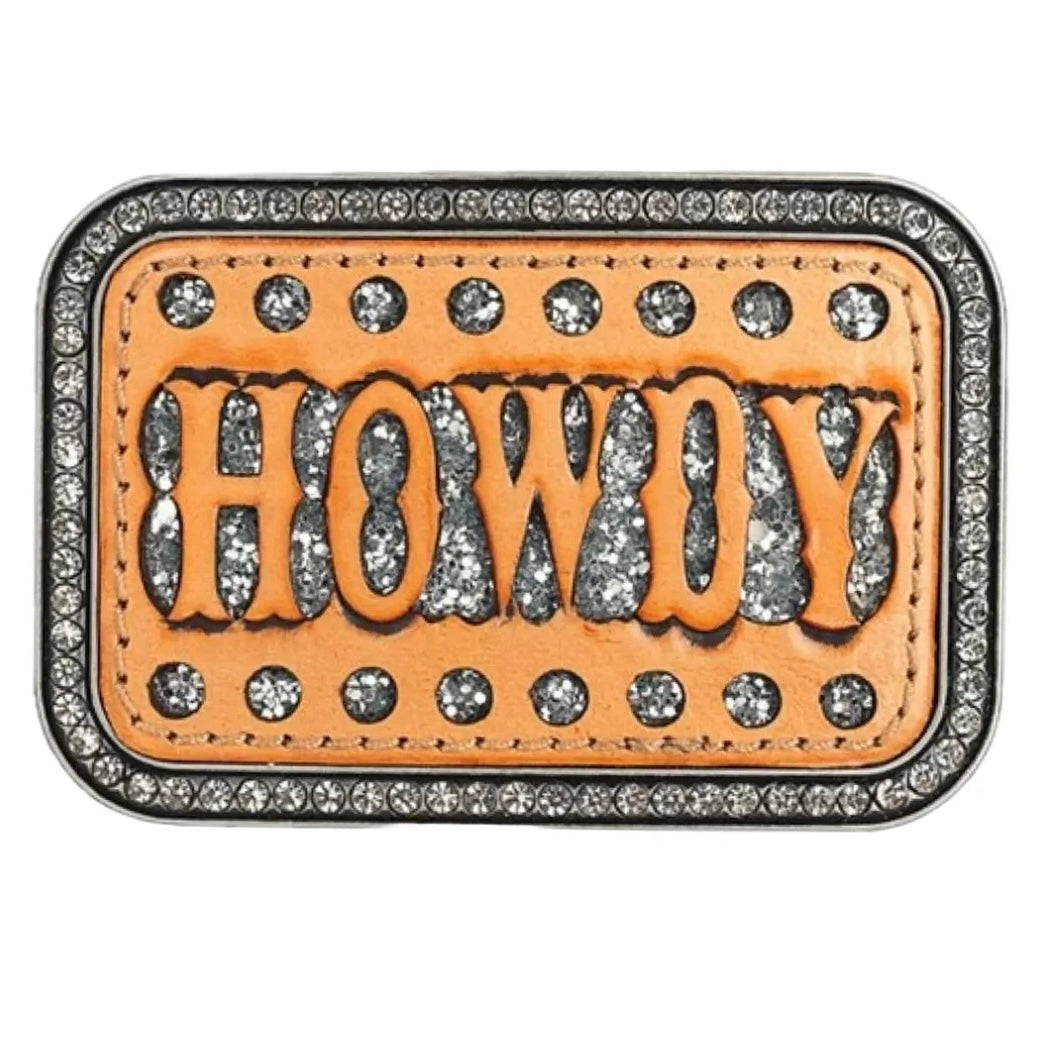 Blazin Roxx Women's Leather Rhinestone 'Howdy' Buckle