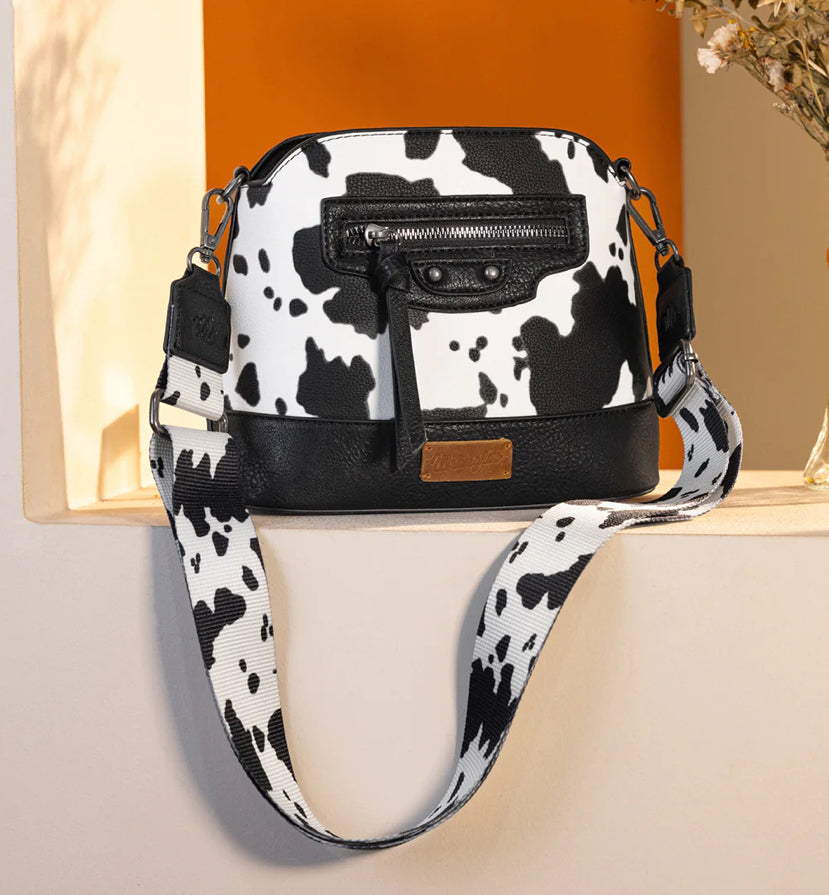 Wrangler Zippered Cow Print Crossbody Bag