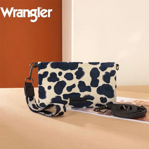Wrangler Cow Print Wallet/Wristlet/Crossbody -Black