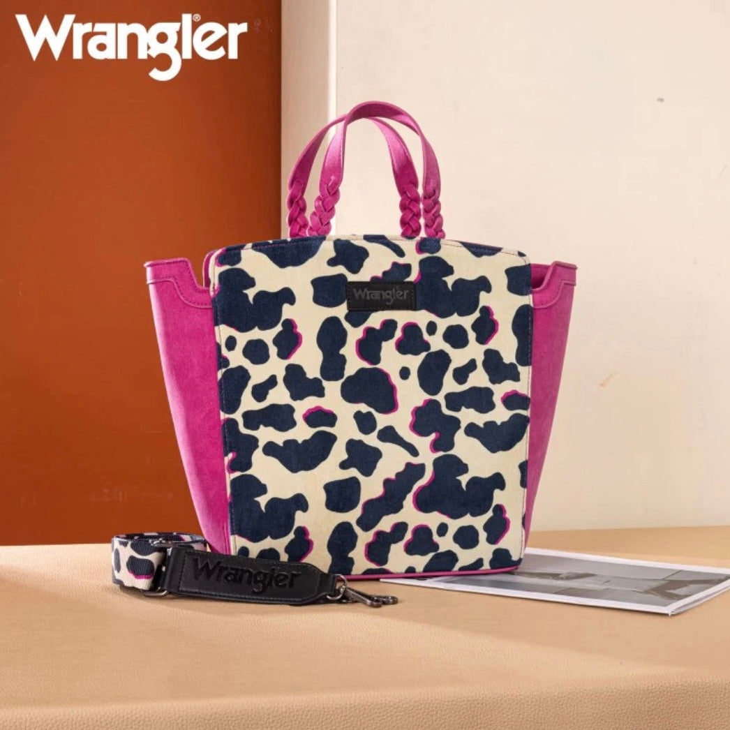 Wrangler Cow Print Concealed Carry Tote/Crossbody - Hot Pink