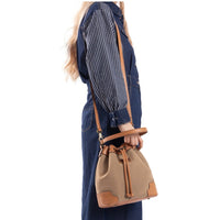 LEE Waxed Canvas Drawstring Hobo Crossbody Bag