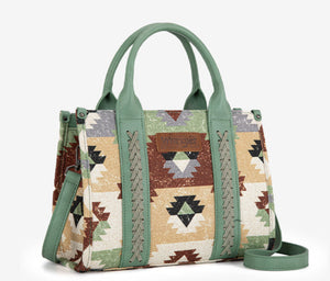 Wrangler Southwestern Print Canvas Tote Bag - Tan
