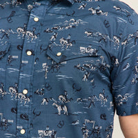 Pendleton Men’s Short-Sleeve Blue Cowboy Laramie Snap-Front Shirt