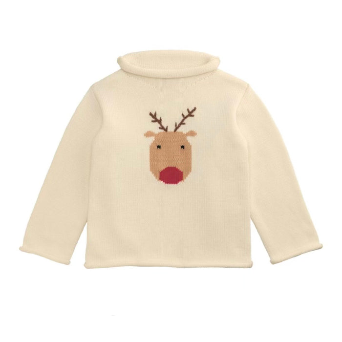 Reindeer Rollneck Toddler Sweater